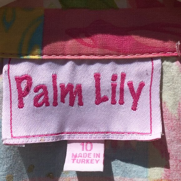 Vintage Palm Lily Cottagecore Sleeveless Boho Patchwork Button Front Shirt Dress - Picture 15 of 16